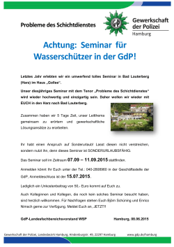 Achtung: Seminar für Wasserschützer in der GdP!