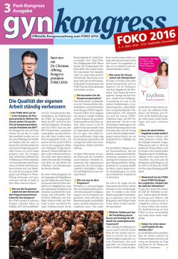 gynOffizielle Kongresszeitung zum FOKO 2016