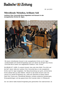 BZ-Artikel Jahreskonzert 2015, Kirche St.Ilgen