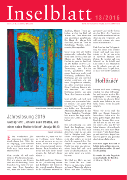 Inselblatt 13/2016 - Hoffbauer Stiftung