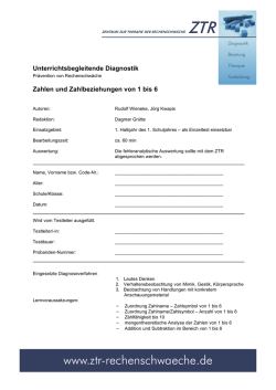 Zahlbegriffstest für die Zahlen 1