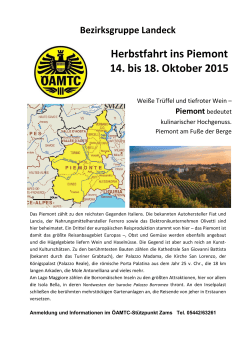 Herbstfahrt ins Piemont 14. bis 18. Oktober 2015