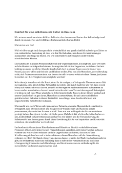 Manifest für eine selbstbewusste Kultur im Baselland