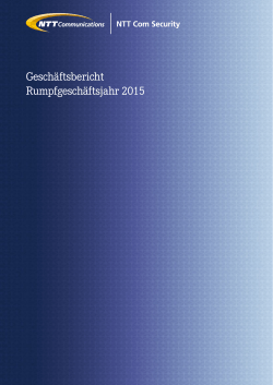 Geschäftsbericht Rumpfgeschäftsjahr 2015