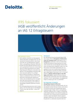 IFRS fokussiert IASB ver&ouml;ffentlicht &Auml;nderungen an IAS 12