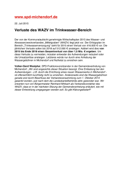 www.spd-michendorf.de Verluste des WAZV im Trinkwasser
