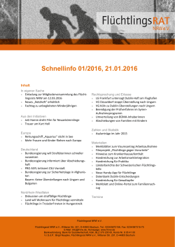 Schnellinfo 1/2016 Flüchtlingsrat NRW