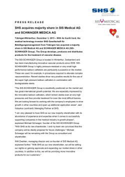 SHS acquires majority share in SIS Medical AG and SCHWAGER