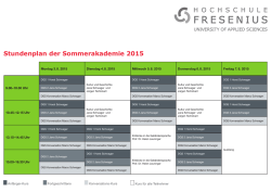 Stundenplan der Sommerakademie 2015