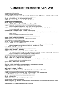 Gottesdienstordnung für April 2016