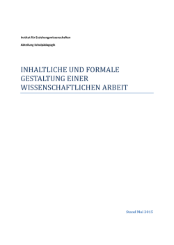 Inhaltliche und formale Gestaltung einer wissenschaftlichen Arbeit