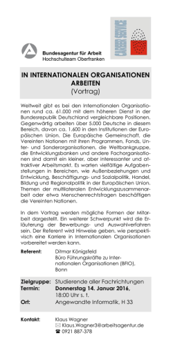 IN INTERNATIONALEN ORGANISATIONEN ARBEITEN (Vortrag)