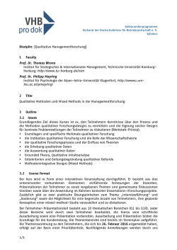 Disziplin: [Qualitative Managementforschung] 1 Faculty Prof. Dr