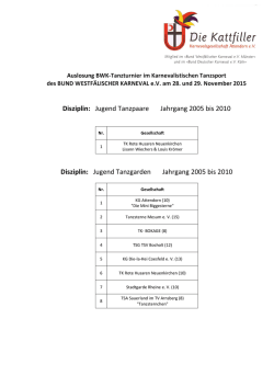 Disziplin: Jugend Tanzpaare Jahrgang 2005 bis 2010 Disziplin