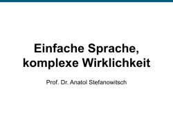 Einfache Sprache, komplexe Wirklichkeit