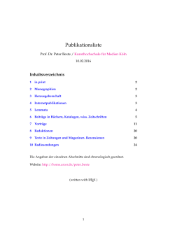 Publikationliste / List of publications