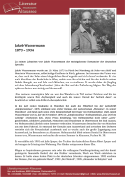 Jakob Wassermann - Literaturmuseum Altaussee