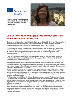 Job-Shadowing im P&auml;dagogischen Beratungszentrum Meran vom
