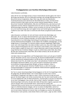 Predigtgedanken zum Hochfest Allerheiligen/Allerseelen