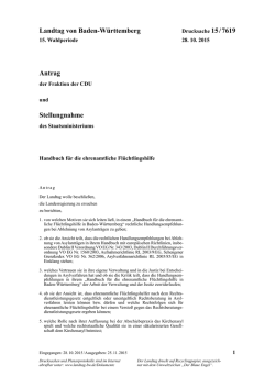 Landtag von Baden-Württemberg Antrag Stellungnahme