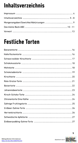 Inhaltsverzeichnis Festliche Torten