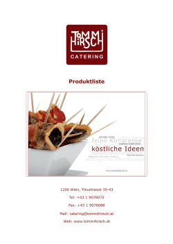 Produktliste - Tommi Hirsch Catering