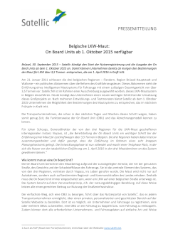 PRESSEMITTEILUNG Belgische LKW-‐Maut: On Board Units ab 1