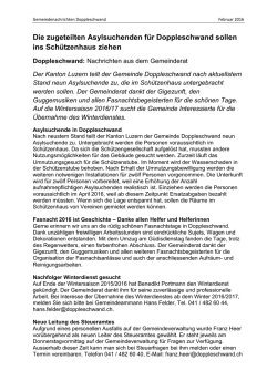 Die zugeteilten Asylsuchenden f&uuml;r Doppleschwand sollen ins