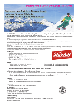 Skireise des Skiclub Gauaschach Skiwelt Wilder Kaiser Brixental