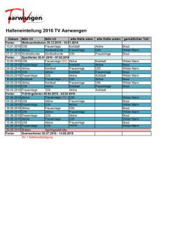 Halleneinteilungsplan 1. Semester 2016