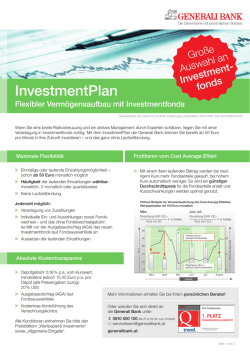 InvestmentPlan Fondsauswahlliste Factsheet