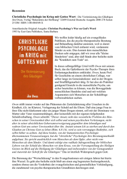 Christliche Psychologie im Krieg mit Gottes Wort