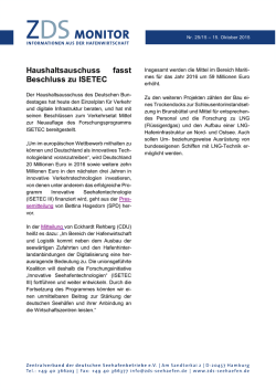 Haushaltsauschuss fasst Beschluss zu ISETEC