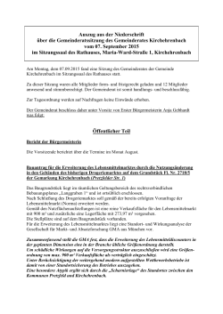 Auszug aus der öffentlichen Sitzung Kirchehrenbach vom 07.09.2015