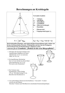 Berechnungen an Kreiskegeln