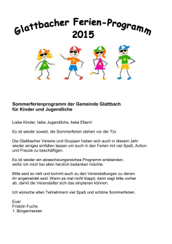 Sommerferienprogramm der Gemeinde Glattbach für Kinder und