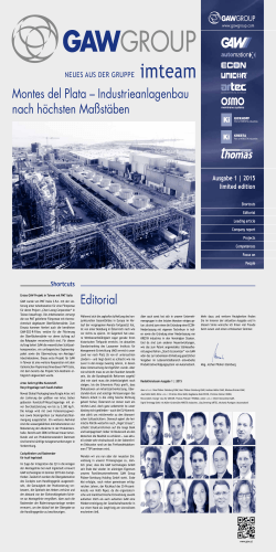 Editorial Montes del Plata – Industrieanlagenbau nach höchsten