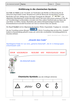 Einf&uuml;hrung in die chemischen Symbole &bdquo;Knackt den Code&ldquo;