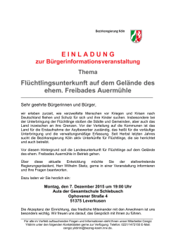 E I N L A D U N G  Fl&uuml;chtlingsunterkunft auf dem Gel&auml;nde des ehem