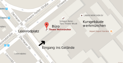 Eingang ins Gelände Büro Kursgebäude werkmünchen Leonrodplatz