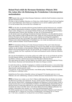 Die Stadt Freinsheim und ihr Literaturpreis - Stadt