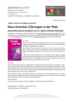 Klaus Gröschel: (V)erzogen in der Pfalz