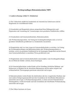 Rechtsgrundlagen Bekenntnisschulen NRW