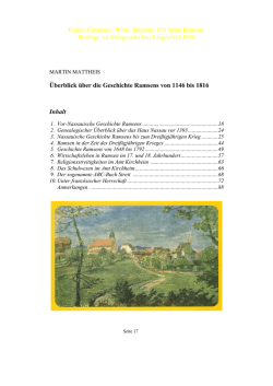 Überblick über die Geschichte Ramsens von 1146 bis 1816