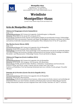 Liste der Weine im MPL-Haus - Montpellier-Haus