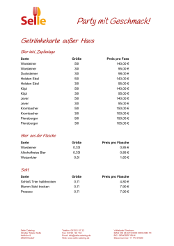 Getränkekarte - Selle Catering