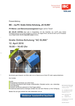 Gratis Online-Schulung "AC ELWA" 12. April