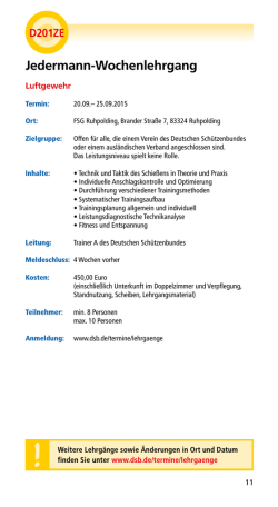 Jedermann-Wochenlehrgang - Deutscher Sch&uuml;tzenbund eV