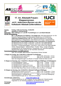 17. Int. Albstadt-Frauen- Etappenrennen mit 8. Jedermann