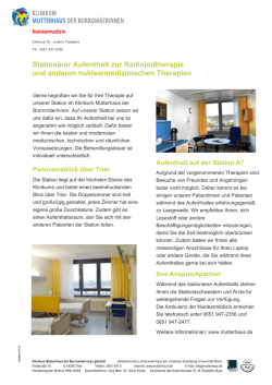 Stationärer Aufenthalt zur Radiojodtherapie und anderen